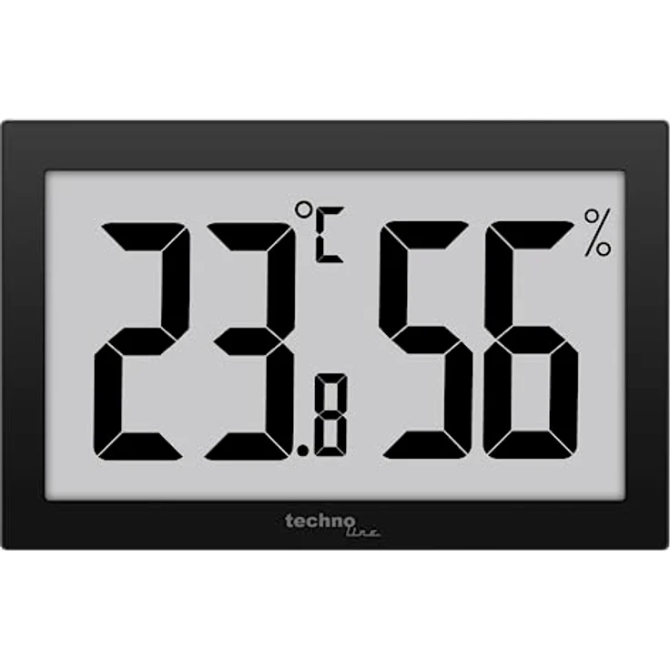 Technoline WS9465 Bürothermometer, Thermometer - Hygrometer, Temperatur- und Luftfeuchteüberwachung, sehr gut ablesbares Display, schwarz, mit Jumbo LCD für Büro Hotel Foyer – Bild 2
