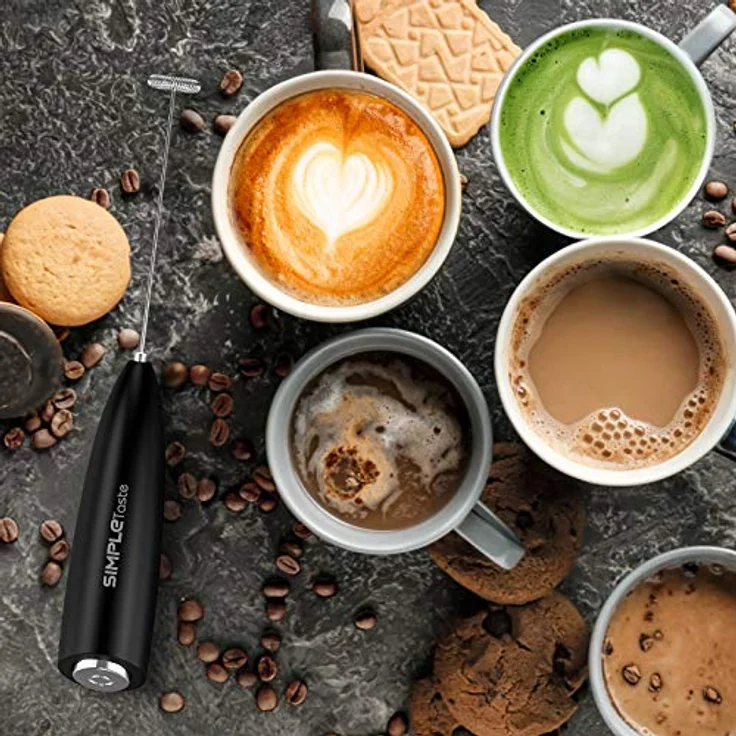 SIMPLETASTE Milchaufschäumer, Elektrisch Handheld Schaumbereiter aus Edelstahl, mit 2 AA-Batterien, schnelles Aufschäumen für Cappuccino, Latte und mehr – Bild 4