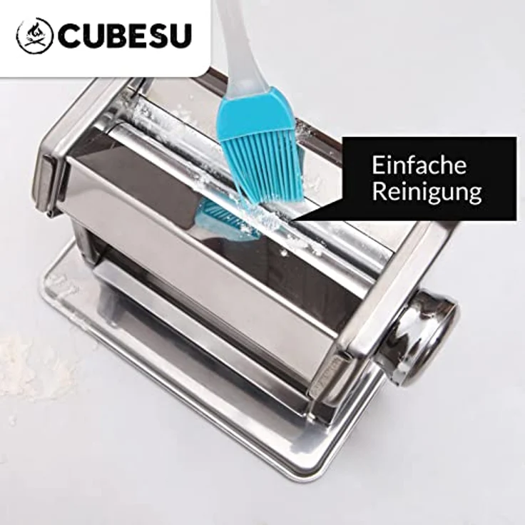 Cubesu Nudelmaschine manuell, Edelstahl Pasta-Maker mit Holzgriff, 9 Nudelformen, rutschfest, leichte Reinigung – Bild 5