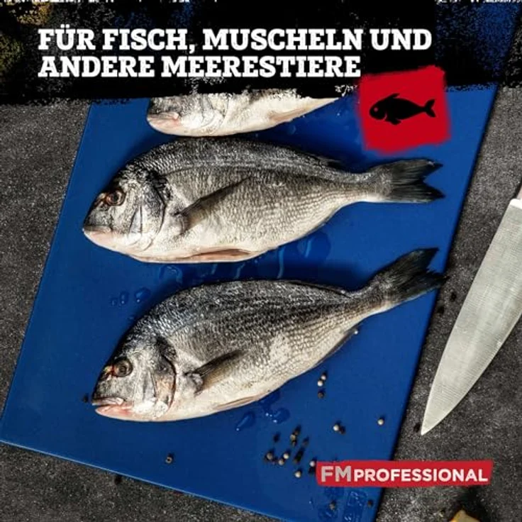 FMprofessional Schneidebrett Blau, Hygienisches Küchenbrett für Fisch, Großformat 45 x 30 cm, spülmaschinengeeignet – Bild 7