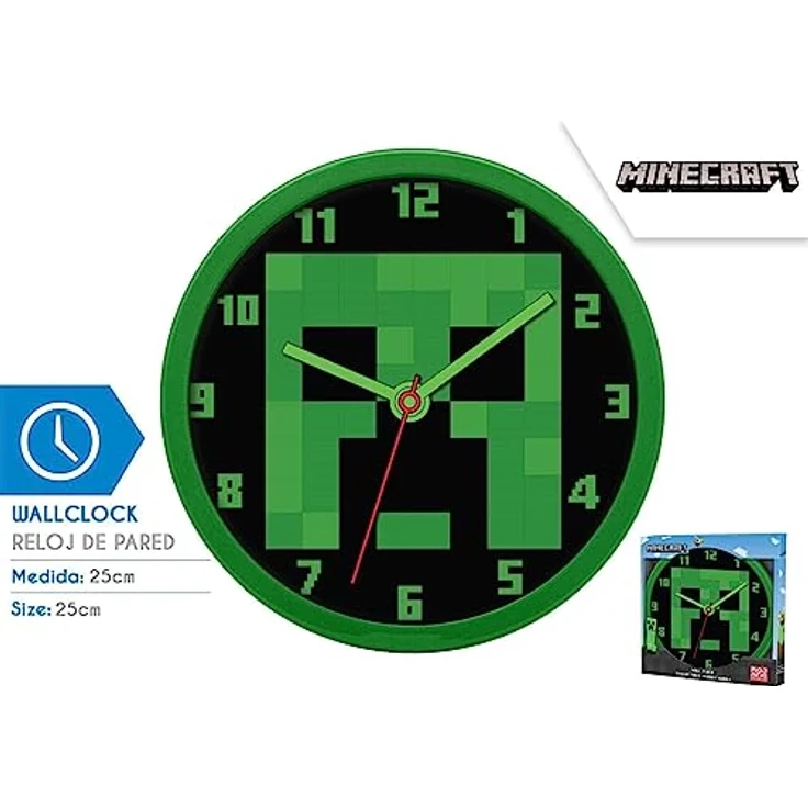 Minecraft Wanduhr Minecraft analoge Wanduhr mit 25cm Durchmesser Stilvolle Zeitmessung – Bild 2