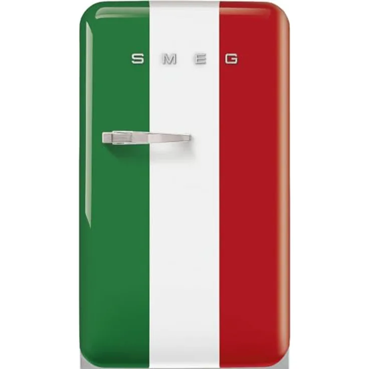 Smeg FAB10HRIT6 Kühlschrank Happy Bar Vintage, 135 l, 1 Tür, rechts öffnend, kalt statisch, 2 verstellbare Einlegeböden, Flaschenhalter, LED-Beleuchtung, Höhe 97 cm, italienische Flagge