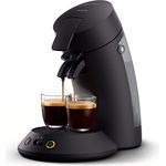 Philips Original Plus Eco Kaffeepadmaschine, Kaffeestärkewahl, Kaffee Boost Technologie, 80%* recyceltes Plastik, 45%** weniger Energieverbrauch, 2 Tassen gleichzeitig, Klavierlackschwarz (CSA210/22)