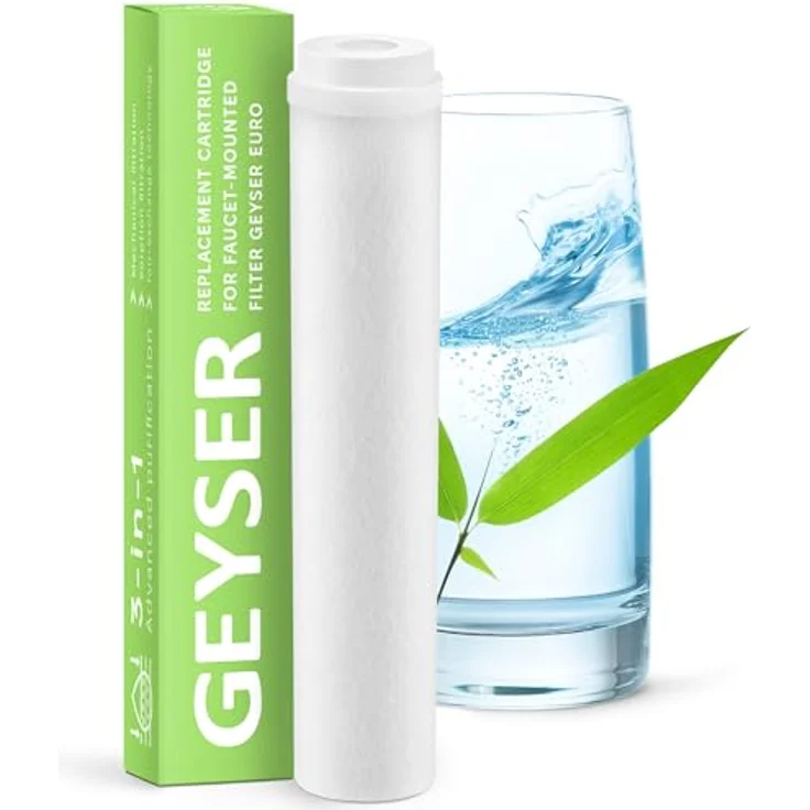 GEYSER EURO Filterkartusche für Wasserhahnfilter, 3 Monate, reduziert Kalk & Chlor, verbesserter Geschmack – Bild 1