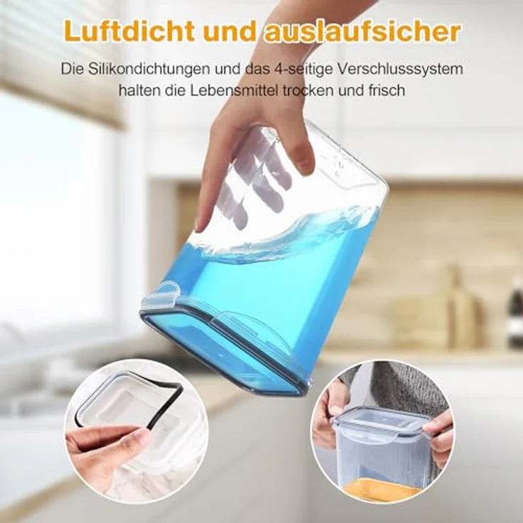 YASHE Vorratsdosen Set, luftdicht, 10 x 1.5L, BPA-freier Kunststoff, mit wiederverwendbaren Etiketten und Löffeln – Bild 4