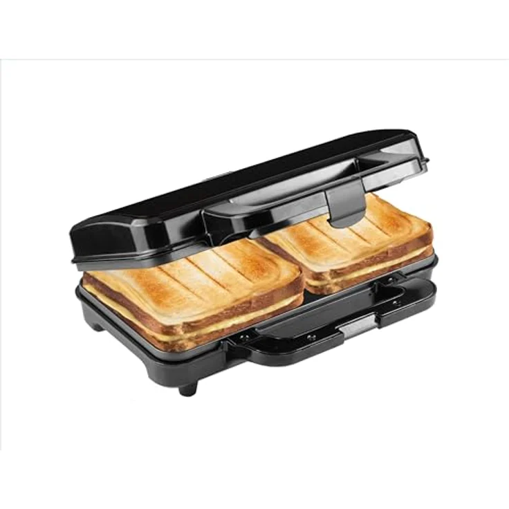 Bestron Sandwichmaker ASM92XLZ, 900 W, XXL für 2 American Sandwiches, schwarz, mit Antihaftbeschichtung und automatischer Temperaturregelung – Bild 1