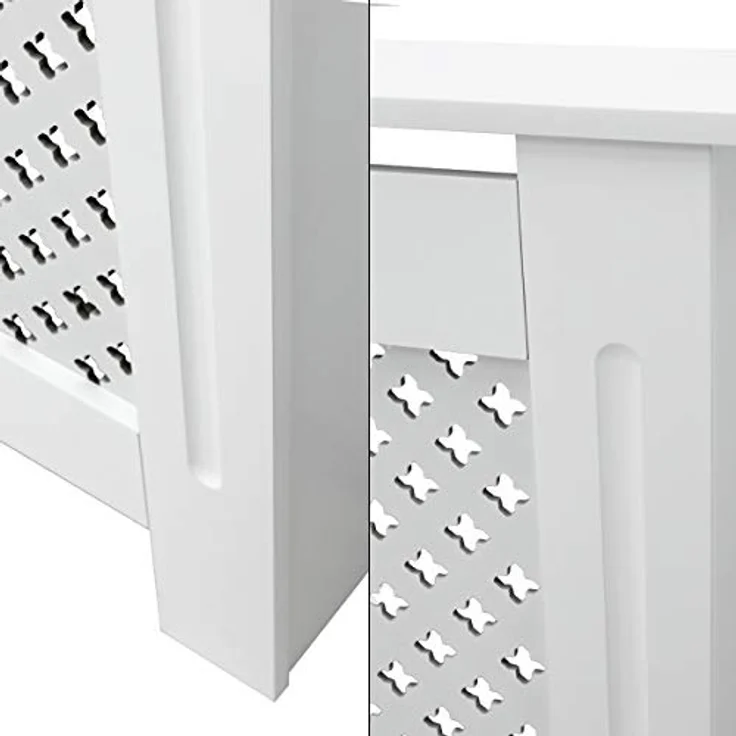 ECD Germany Heizkörperverkleidung Wabenmuster, 78x19x82 cm, Weiß, MDF lackiert, stylische Wohnraumgestaltung – Bild 4