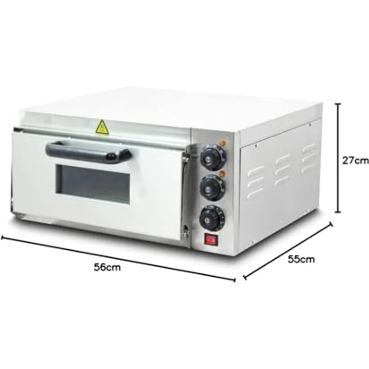 Bituxx Elektrischer Pizzaofen MS-18167, 2000 Watt, Silber, mit Steinplatte und getrennte Temperatureinstellung – Bild 10