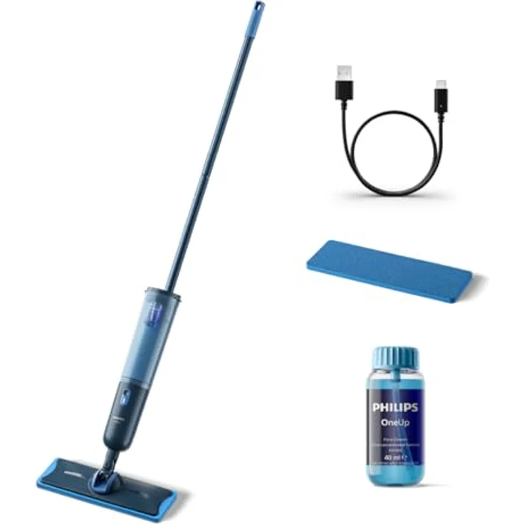 Philips OneUp 3000 Series elektrischer Wischmopp mit 360° Drehgelenk, kabellos, wiederverwendbare Pads, langanhaltender Akku und 2X schnellere Reinigung (XV3101/01) – Bild 1