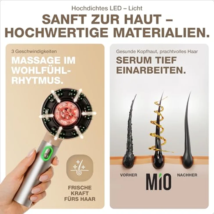 Donnerberg Kopfmassagegerät MIO KM-068, 3D-Kopfmassage mit Rotlicht + Ölanwendung, Beige – Bild 3