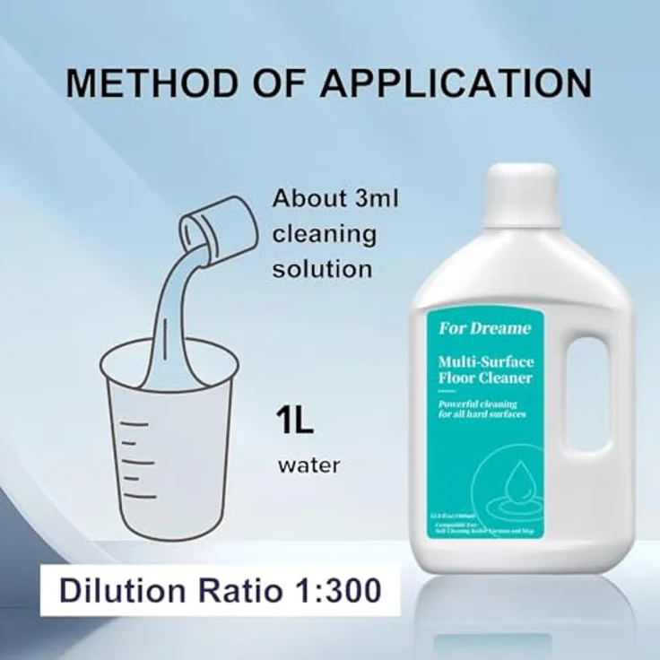 Reinigungslösung für Dreame W10, W10 Pro, L10s Ultra, L10 Ultra, L10 Prime, reinigt alle Arten von Hartböden wie Holz, Marmor, Fliesen, 1000ml-Flasche für eine gründliche Reinigung – Bild 3