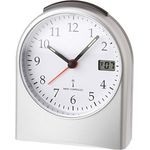 TFA Dostmann Analoger Funk-Wecker 98.1040.54, mit digitaler Sekundenanzeige und Hintergrundbeleuchtung, grau, 6,8 x 11,5 x 15,2 cm