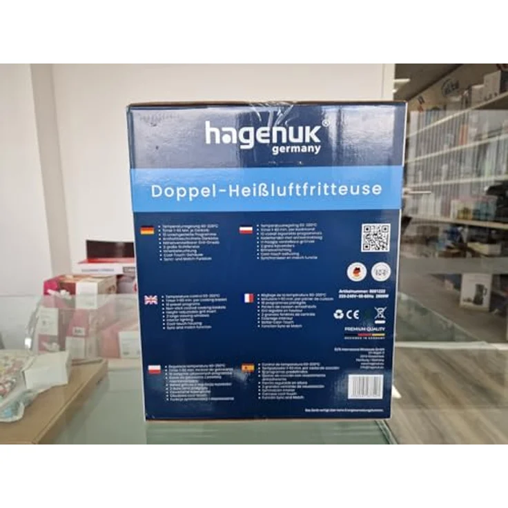 Hagenuk DUAL ZONE Heißluftfritteuse, 12 Liter, 2800 W, Digitales Farbdisplay, 10 Programme, Sichtfenster, Synchronisierungsfunktion – Bild 9