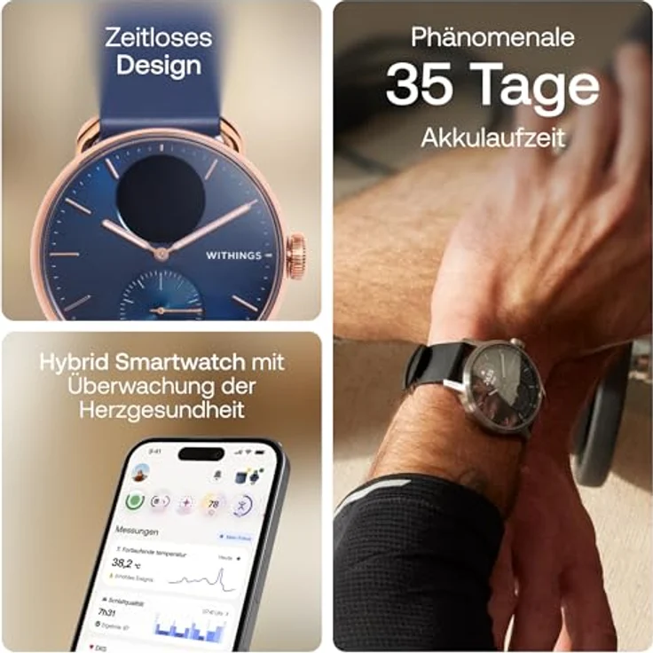 Withings Scanwatch 2 HWA10-MODEL 6-ALL-IN, Unisexuhr mit Gesundheitsüberwachung und 24/7 Aktivitätstracking – Bild 2