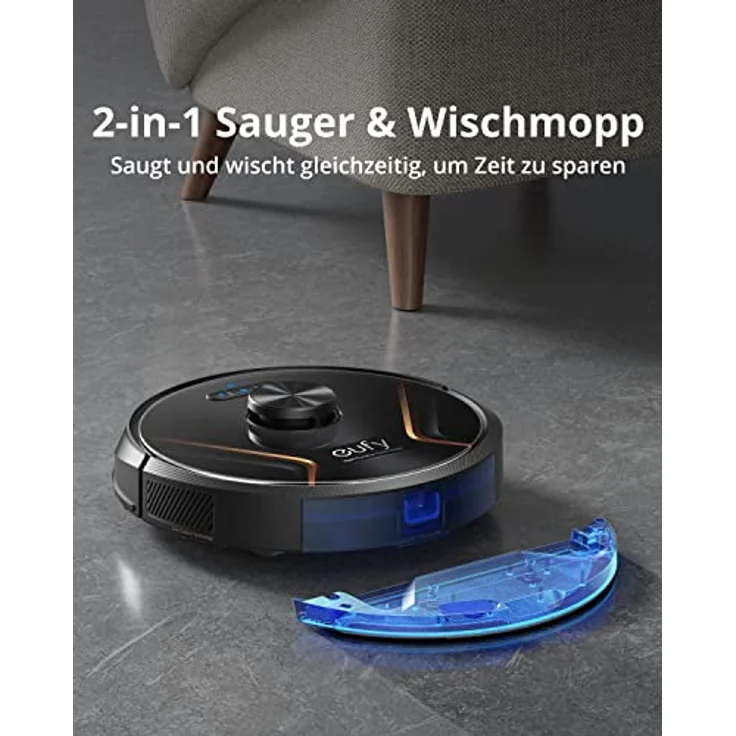 RoboVac X8 Hybrid Saugroboter mit Wischfunktion, 180 min Akkubetrieb, 2.000 Pa Saugleistung, BoostIQ, schwarz – Bild 3