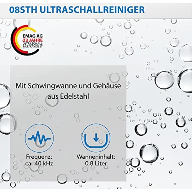 Emag Emmi-08sth, Ultraschallreiniger aus Edelstahl, 08 Liter Fassungsvermögen – Bild 4