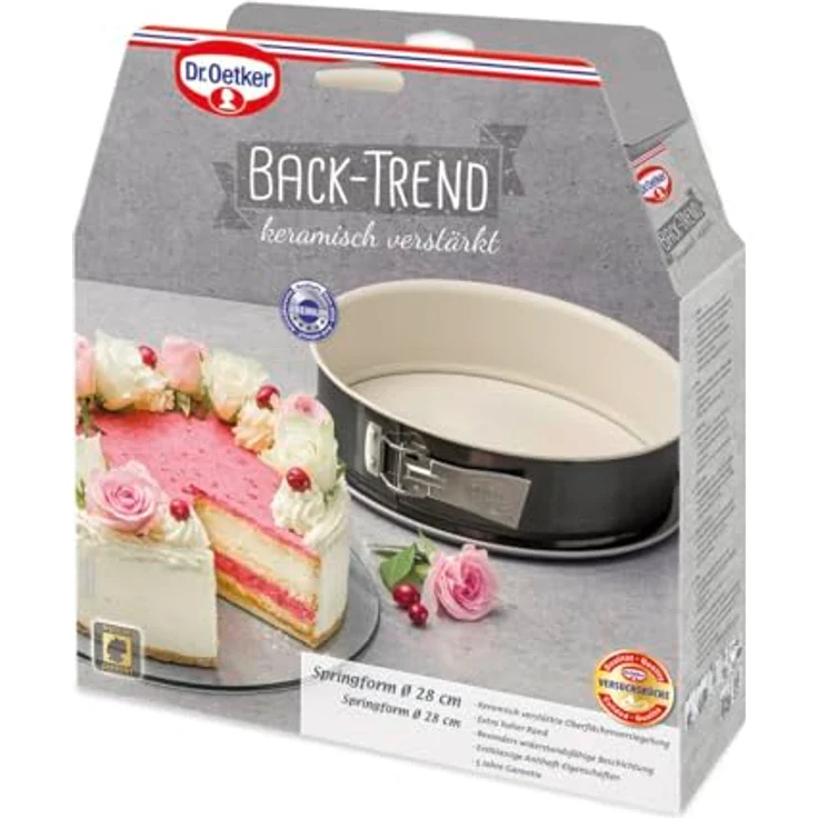 Dr. Oetker Spring--Kuchen--Backform, Ø 28 cm Back-Trend, mit Flachboden, runde, aus Stahl mit keramisch verstärkter Antihaft-Beschichtung, Menge: 1 Stück, Farbe: creme-anthrazit – Bild 7