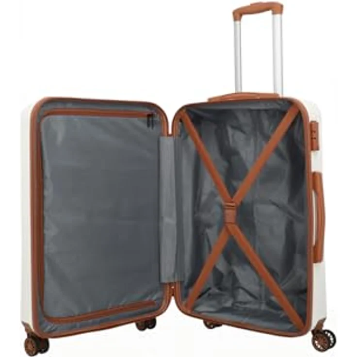 Travelite 4-Rad Hartschalenkoffer mittelgroß 65 Liter, Gepäck Serie Bali: ABS Hartschalen Trolley mit TSA Kombinationsschloss, 67 cm, Cognac (Weiß) – Bild 5