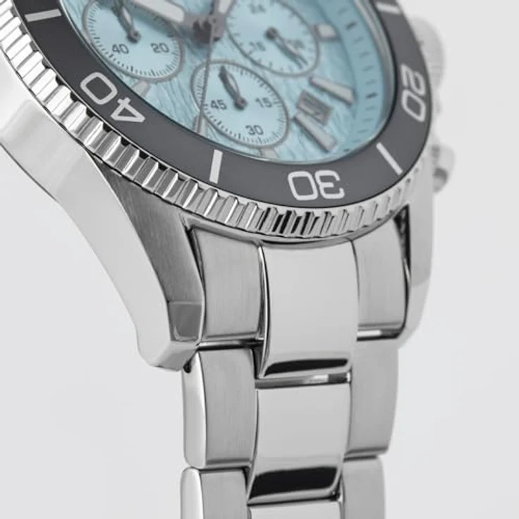 JACQUES LEMANS 1-2206K Herrenuhr Liverpool Diver, Edelstahlarmband, Chronograph, 20 ATM, türkisfarbenes Zifferblatt – Bild 3