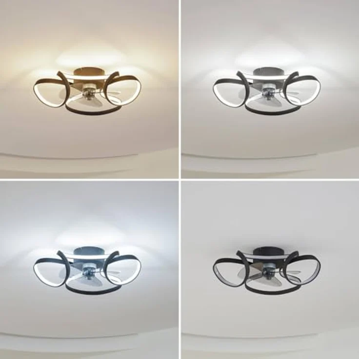 Lindby LED-Deckenventilator Lomata, schwarz, dimmbar, steuerbare Lichtfarbe, leise, Ø 23 cm – Bild 2