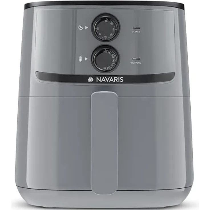 Navaris Heißluftfritteuse 4,3L Airfryer 1500W - Luftfritteuse ohne Öl - Heissluftfritteuse Beschichtet - Herausnehmbarer Korb - Kompaktes Design - Hot Air Fryer XXL in Grau