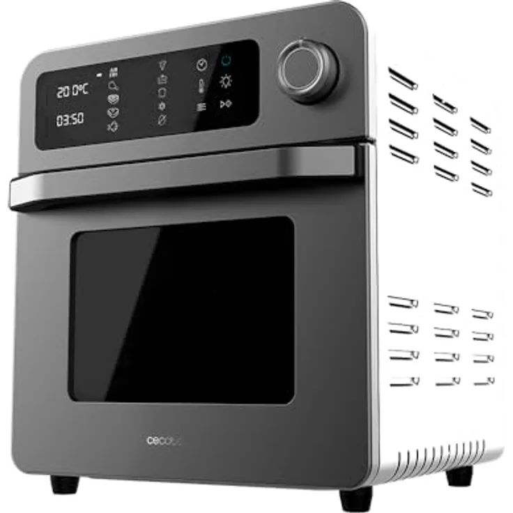 Cecotec Backofen-Fritteuse Bake&Fry 1500 Touch, 15 Liter, 1700 W, Edelstahl, Touchscreen, 10 vorprogrammierte Menüs, 60-230 °C, Zubehörset