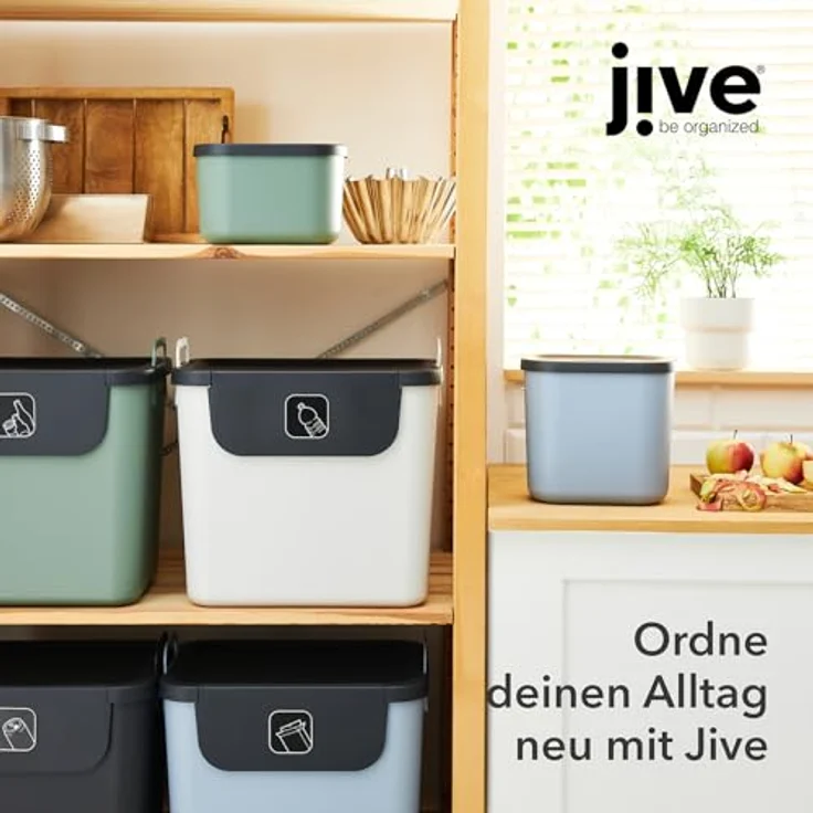 Jive Dekobox 3er- Set Aufbewahrungsbox 16l mit Deckel, Kunststoff (PP recycelt), grün/anthrazit, 3x16l (37.5 x 27.8 x 29.8 cm) – Bild 9