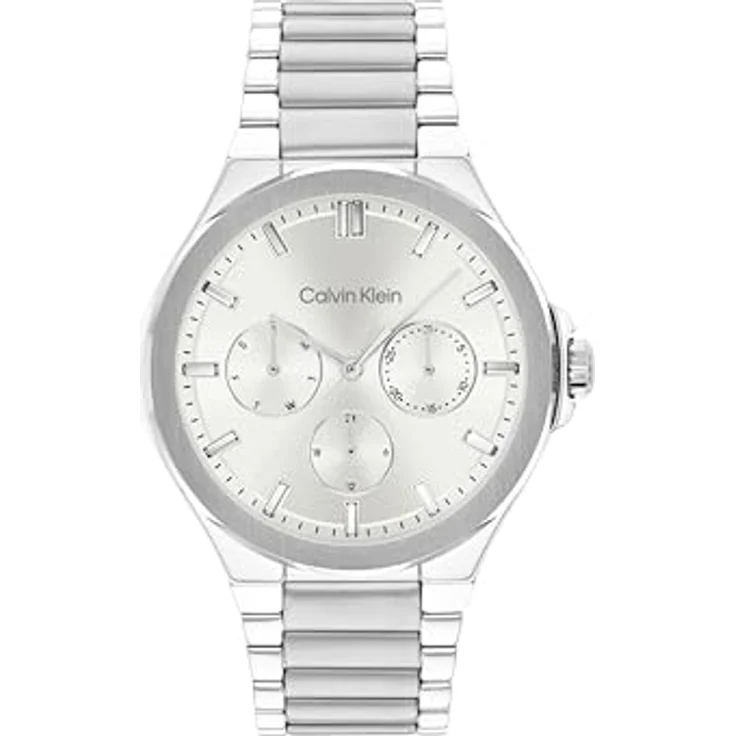 Calvin Klein Klein Multi Zifferblatt Quarz Uhr für Damen Kollektion Vibrancy mit Edelstahlarmband, weißes Zifferblatt – Bild 1