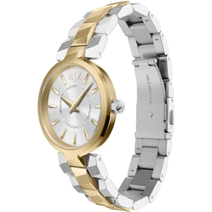 Armani Exchange Montre Femme, Quarz 34 mm, Edelstahl-Armband, silberfarbenes Zifferblatt, wasserdicht bis 50 m – Bild 3