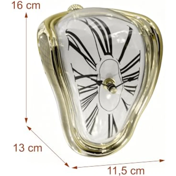 Relaxdays Tischuhr Salvador Dali, goldene Surrealismus Uhr im geschmolzenen Design für Tisch- & Regalkanten – Bild 4