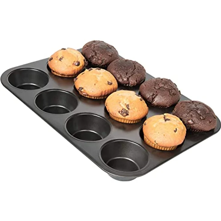 wenco Muffinform 12er, antihaft Backblech aus Karbonstahl, spülmaschinengeeignet, hitzebeständig bis 220°C, schwarz – Bild 3
