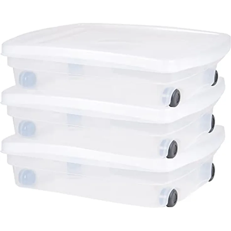 Ondis24 Unterbettbox mit Rollen und Deckel Aufbewahrungskiste aus Kunsttoff stapelbar transparent 40 Liter 68 x 48 x 17,5 (H) cm 100% recyclebar (3) - Preisvergleich