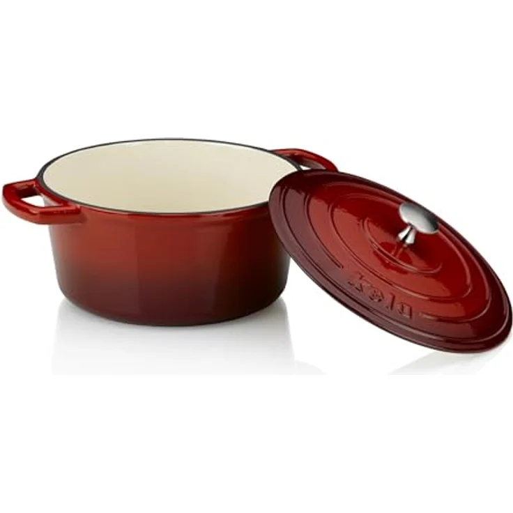 Kela Bräter Calido Gusseisen Rund 11,5cm 24cmØ 4l, Rot (4 l), 24 cm – Bild 3