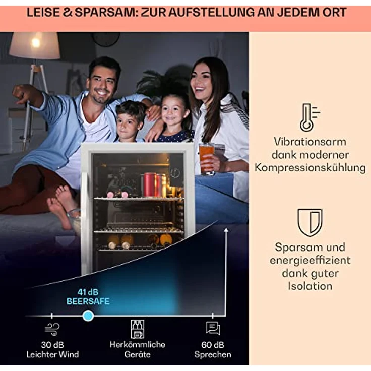 Klarstein Mini Kühlschrank mit Glastür, 80 Liter, leiser Getränkekühlschrank mit verstellbaren Ablagen für Indoor/Outdoor Nutzung – Bild 3
