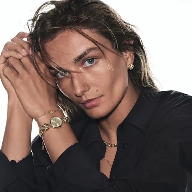BOSS Double B Dressy, Damen Uhr mit DREI-Zeiger-Quarzwerk, goldenes Zifferblatt und Edelstahlarmband, wasserdicht bis 3 ATM – Bild 5