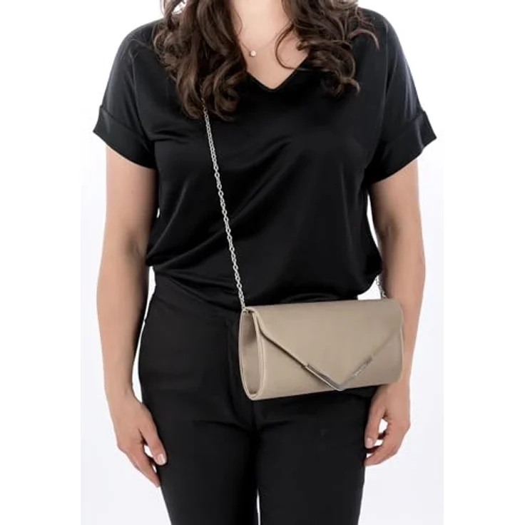Tamaris Amalia, Clutch in Beige mit abnehmbarem Umhängeriemen und Magnetdruckknopf – Bild 4