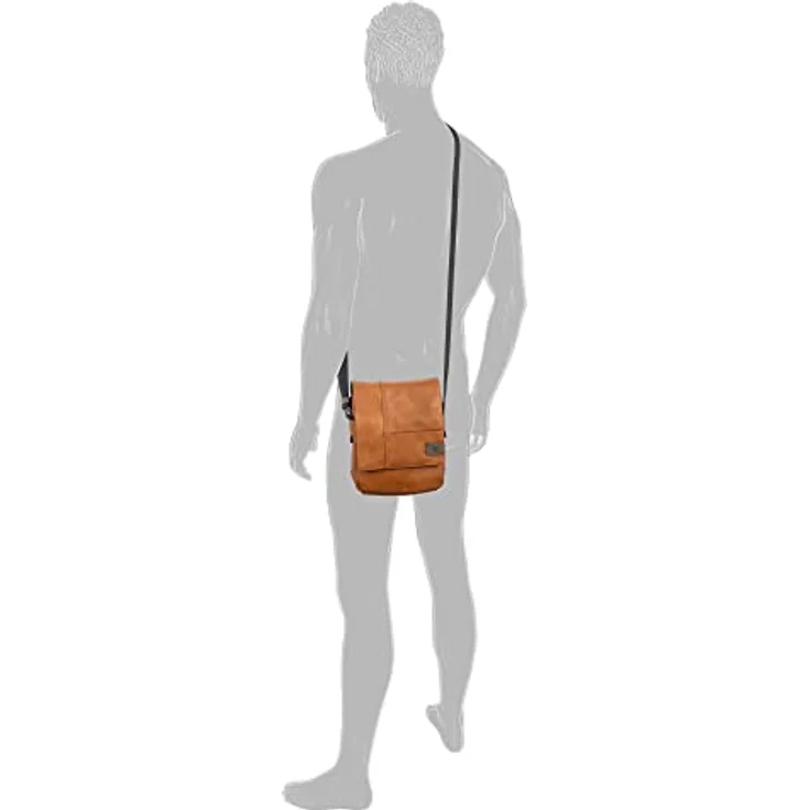camel active Laos Herren Überschlagtasche Umhängetasche Klein Cognac Braun, mit Tablet-Fach – Bild 3