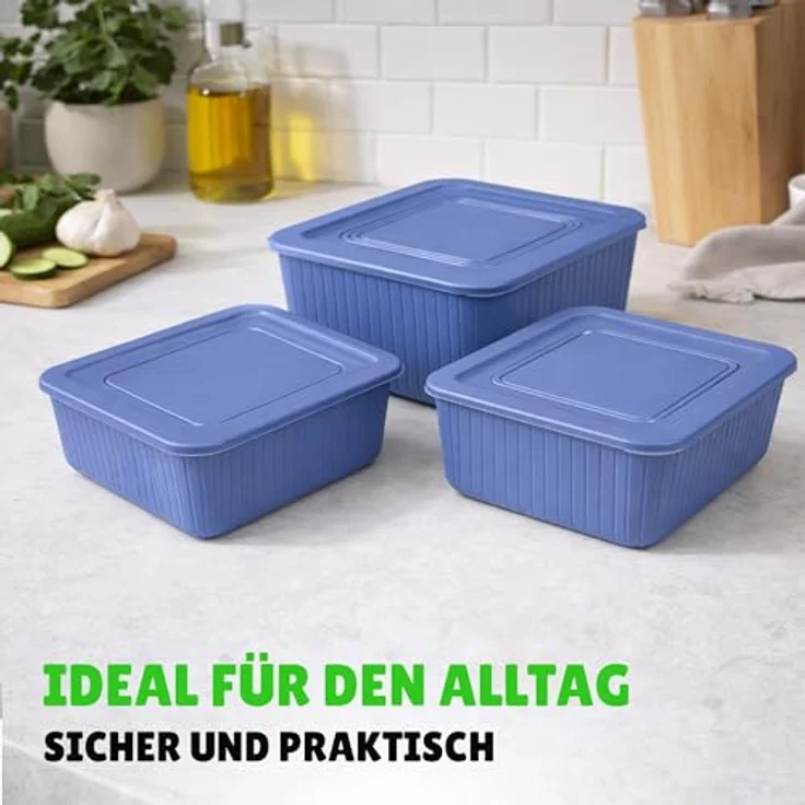 HOPEG Frischhaltedose 3er Set, luftdicht und BPA-frei, Kunststoff Vorratsdosen in Blau, 0,5 L, 1 L, 1,5 L – Bild 4