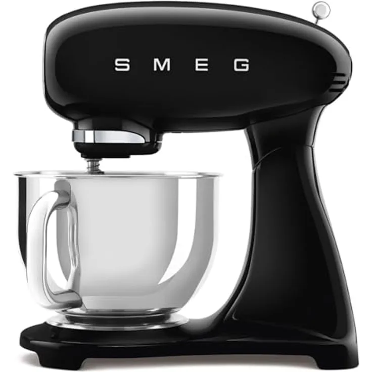Smeg SMF05BLU Küchenmaschine, 4,8 l, 1000 W, Schwarz, mit Softstartsystem und planetarischer Rotationsbewegung