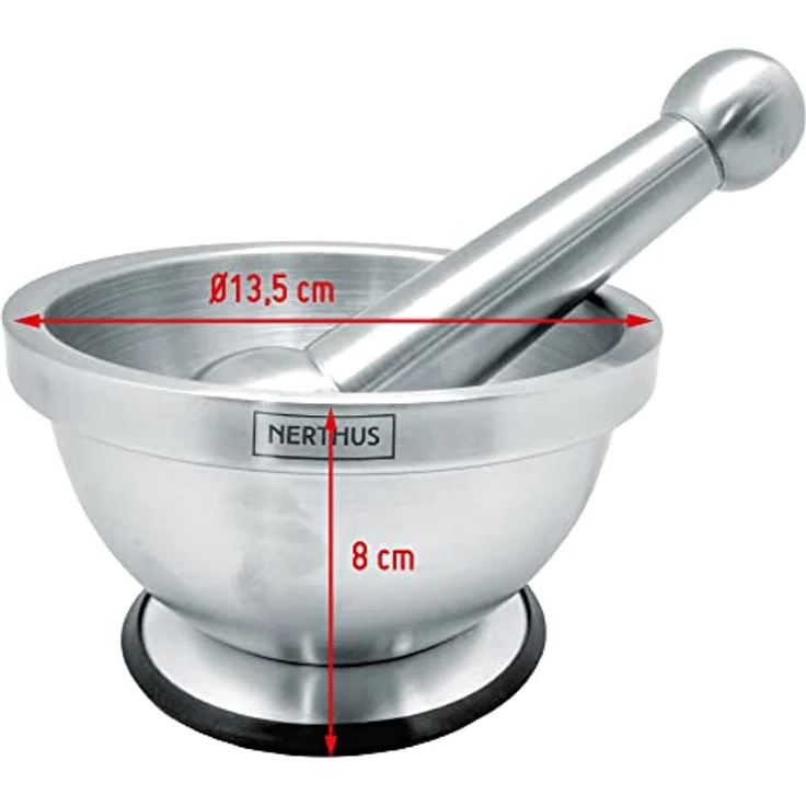 Vin Bouquet FIH 020 - Mörser mit Stößel, Ø 14 cm, mit rutschfester Basis, edelstahlfarben – Bild 7