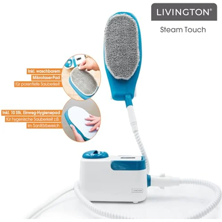 LIVINGTON SteamTouch - Ergonomischer Handdampfreiniger - Dampfreiniger - Entfernt Schmutz mit der Kraft von Dampf - Gegen Gerüche, Keime, Bakterien & Viren – Bild 3