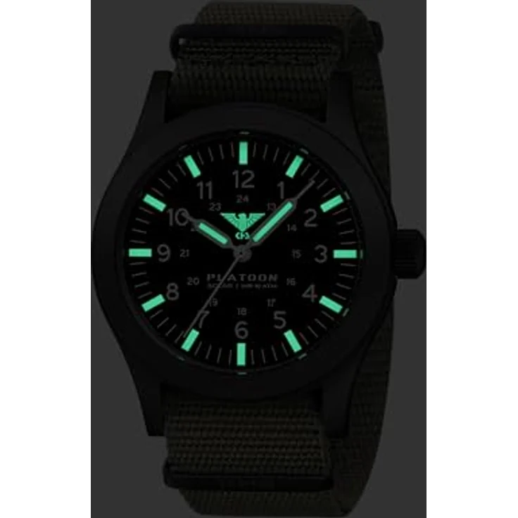 KHS Platoon Black Steel Solar KHS.PLABSS.NSGO mit Natoband Steingrau-Oliv – Bild 2