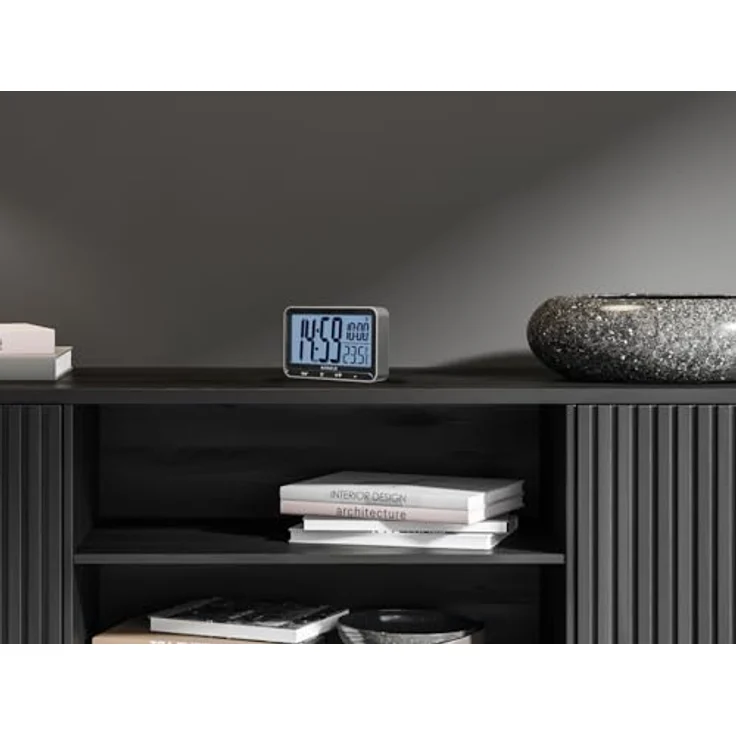 Kienzle Digitaler Funkwecker mit DCF-Signal, 2 Weckzeiten, Schlummerfunktion, großem Display, Temperaturanzeige, Touch-Tasten, batteriebetrieben – Bild 2