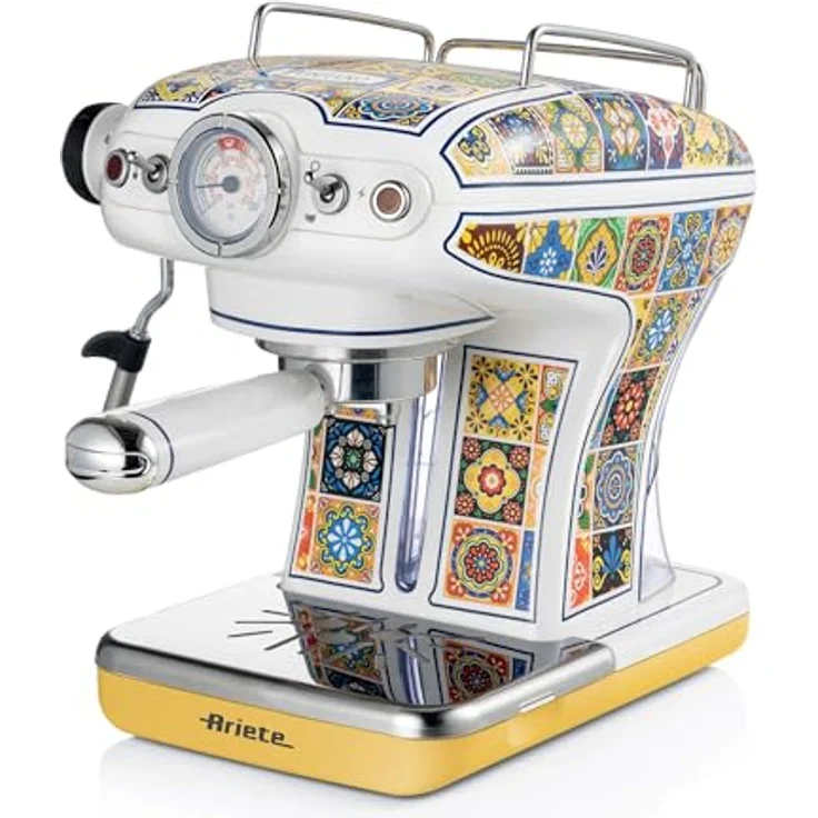 Ariete Espresso Positano Espresso-Automat - 15 Bar, inkl. Messlöffel und Milchaufschäumer, Capri-Stil – Bild 2