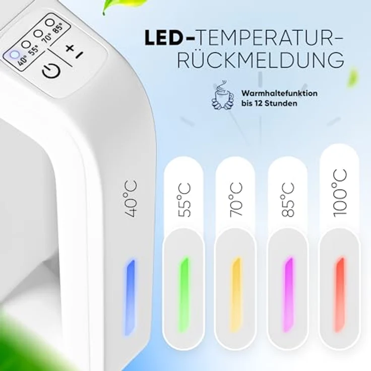 Stillstern Wasserkocher mit Temperatureinstellung [1,7L | 40-55-70-85-100°C], 12 Std. Warmhalten, Präzisionsausguss aus Edelstahl, Anti-Fingerprint, Schnelles Aufheizen [2200W], Leise, Stabiler Halt – Bild 3