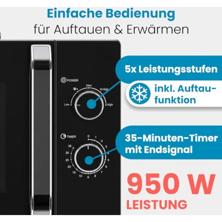 ProfiCook® Mikrowelle PC MW 1354, 30 L XXL-Garraum, 950W Leistung, großer 31,5 cm Drehteller, 5 Leistungsstufen – Bild 4