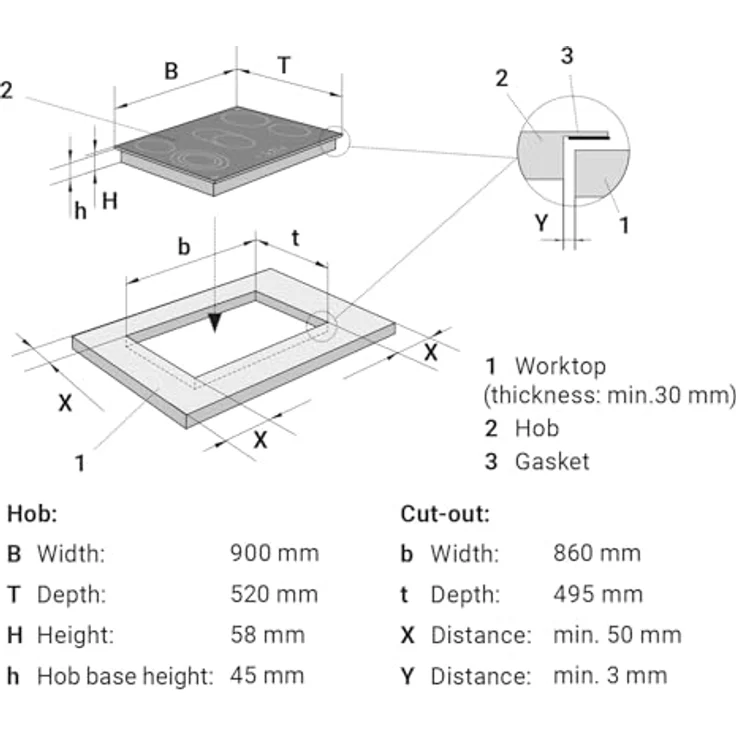 KKT KOLBE CH9005RL Glaskeramik Kochfeld 90 cm | Autark | 8,7 kW | 5 Zonen | Bräterzone | Dreifachzone | Timer | Restwärmeanzeige | TouchSelect Bedienung – Bild 7