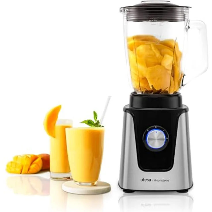 Ufesa Moonstone Standmixer, 1500W Leistung, 1,5L Glasbehälter, LED-Licht, Ice Crusher, Titan-Klingen, 2 Geschwindigkeiten + TURBO