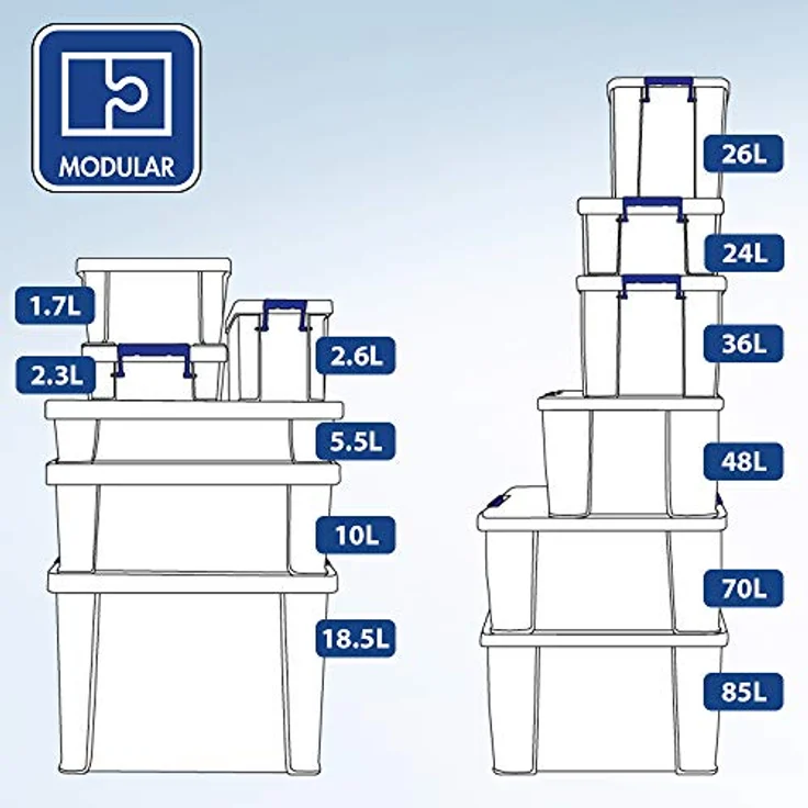 3 Bankers Box ProStore Aufbewahrungsbox aus Kunststoff mit Deckel, 36 l, superstarke stapelbare Kunststoff-Aufbewahrungsboxen (31,5 x 47,5 x 38 cm), transparent – Bild 5