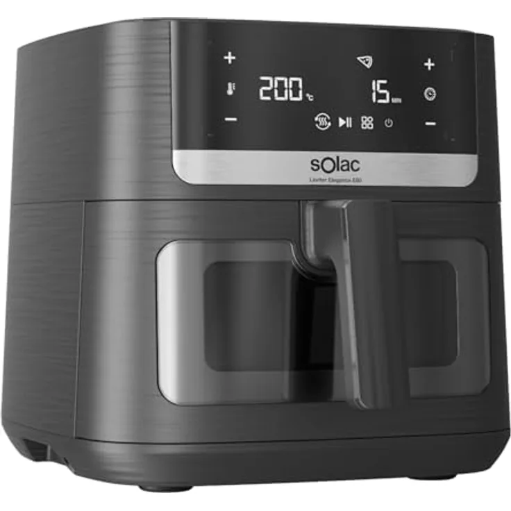Solac Heißluftfritteuse FA1801, schwarze Fritteuse mit EU-Stecker, steckbar